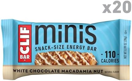 CLIF BAR Minis - White Chocolate Macadamia Nut Flavor - Made with Organic Oats - 4g Protein - Non-GMO - Plant Based - Snack-Size Energy Bars - 0.99 oz. (20 Pack)