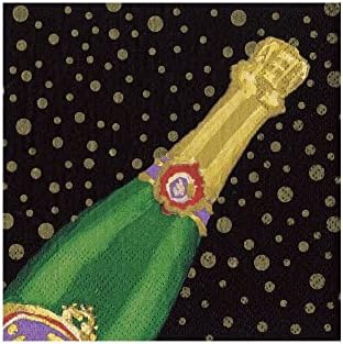 Caspari Sparkling Paper Cocktail Napkins in Black - 20 Per Box