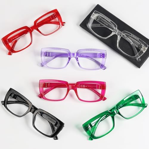 Eyekepper Metalless Screwless Spring Hinge Reading Glasses for Women - 6 Pack Durable Ladies Readers +1.25