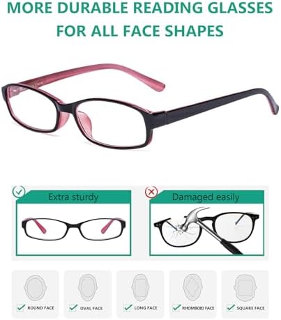 Eyekepper 5 Pack Small Reading Glasses for Women Reading Fashion Readers +1.25