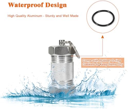 Shintop 2PCS High Capacity Aluminum Container Keychain Waterproof Pill Container