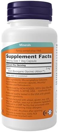 NOW Foods Supplements, Boron 3 mg (Bororganic Glycine), Structural Support*, 100 Veg Capsules