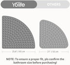 Yolife Large Corner Shower Mat, 25.6" x 25.6" Non Slip Shower mats for Inside Shower, Shower Mat with Drain Hole, Machine Washable Shower Floor Mat, Bathtub Mat Non Slip with Suction Cups, Grey
