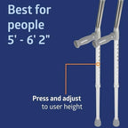 Medline Aluminum Forearm Crutches, Adult, Cuff Size 4", Pack of 2