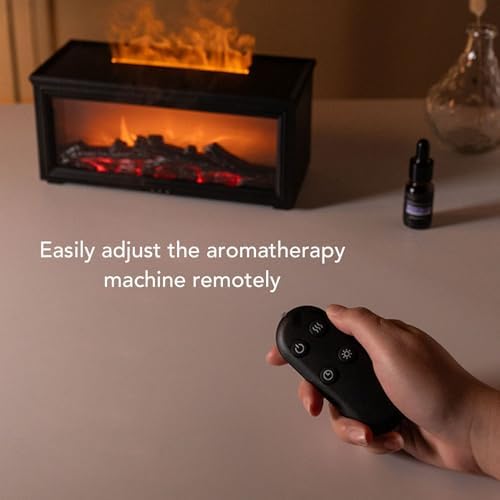 Flame Diffuser Humidifier, 2 80ml Essential Oil Diffuser with Remote Control, Quiet Auto Shut Off Aromatherapy Diffuser for Home Office Spa Gym (Black)