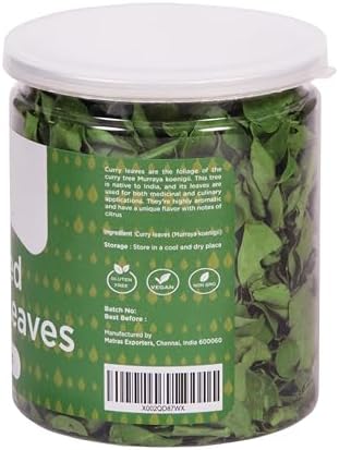 Dried Curry Leaves 0.7 Oz (900+ Leaves) | Aromatic Flavor of Whole Curry Leaves | Kari Patta | Tray Dried Fresh Cury Leaves | Whole Herb to Flavor all Food | Natural Herbs