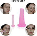 4 Pcs Facial Cupping Set,Natural Silicone Facial Massage Cup for Body,Face,Neck,Back,Eye Massage,Vacuum Tank,Perfect for Body,Facial Care,Anti-aging Beauty Tool(2 Small&2 Large, Pink)