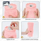 Silicone Hot Water Bottle with Cover - 650ml Hot Water Bag for Hot & Cold Therapies, Microwaveable Leakproof Hot Water Bottle for Keeping Hand Feet Warm - Gift for Kids Adults Elderly in Winter(Pink)