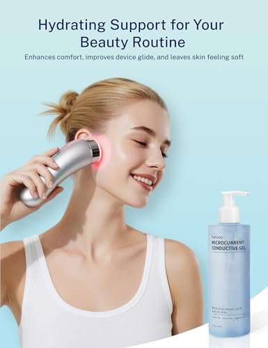 10oz Microcurrent Conductive Gel – Hydrating Gel with Hyaluronic Acid & Aloe Vera – Fragrance-Free, Paraben-Free, Non-Irritating – Safe for All Skin Types