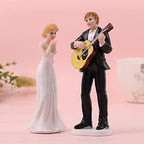 Wedding Cake Topper with Bride and Groom, Romantic Wedding and Engagement Party Collectibles Fun Wedding Couple Figurines Decorations Gifts (Guitar groom)