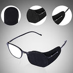 6pcs Eye Patches for Glasses, Reusable Non-Woven Fabric Eye Patch to Cover Left Right Eye Improve Vision for Kids' & Adults' Lazy Eye Amblyopia Strabismus (Black, Large Size)