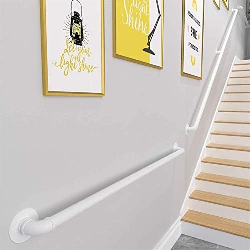 Outdoor Grab Rails for Stairs, Stair Handrail Banister Rail Support Kit Staircase Railing Brackets Metal Wrought Iron Grab Bar Elderly Children Interior and Exterior, White (Size : 30cm (1ft))