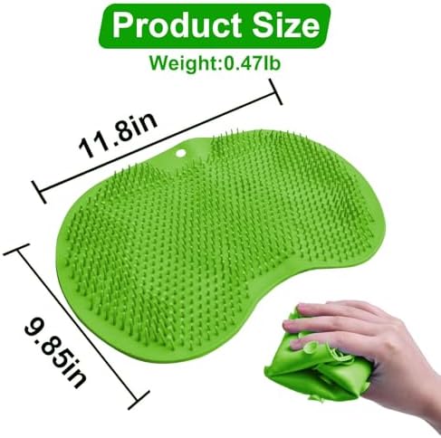 Shower Foot Scrubber Mat with Non-Slip Suction Cups, Back Exfoliating Bath Wash Pad and Massager for Deep Cleaning and Relaxation, Wall Mounted Foot Scrubber Cleaner for Men and Women,Green