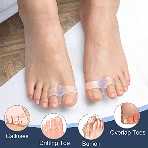 Gel Toe Corrector, 10 Pack of Toe Separators with 2 Loops, Big Toe Spacer for Bunion Pain and Overlapping Toe (FSA or HSA Eligible)