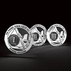 MYRECOVERYSTORE Silver and Black Pirate Alcoholics Anonymous AA Chip w/Coin Capsule AA Yearly Medallion 1-50 Years