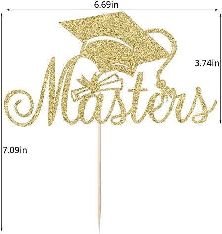 Masters Cake Topper, 2026 graduation cake topper, Congrats Grad Cake Decorations ，Masters Graduation Party Decorations Supplies. (gold)