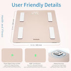Homebuds Smart Bathroom Scale for Body Weight, High Precision Assured by Weight Scale Professional Factory Since 2001, App Sync 13 Body Composition with BMI and Body Fat, 400lb in 0.1lb, Rose Gold