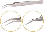 Vetus Tweezer Stainless Steel Non-magnetic Curved Pointed Tip Precision Eyelash Eyebrow Extensions Lashing Tool (5b-sa)