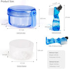 Leak Proof Portable Denture Bath Case Denture Cleaning Cup, False Teeth Holder Mouthguard Night Guard Container Box Retainer Soaking Case for Travel, Household, Office - Transparent Blue