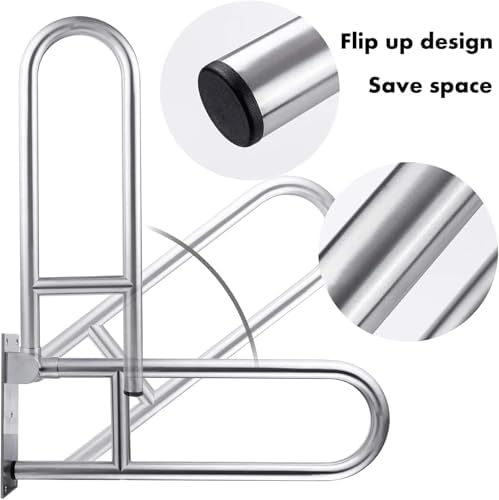 Toilet Grab Bar 31.5inch,Stainless Steel Foldable Bathroom Support Rail,Anti-Slip Handicap Grab Bars Safety Rails, For Seniors,Elderly,Pregnant,Disabled,Shower Grab Bars Supports 350lbs Load-1.26 Tube
