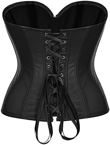 bslingerie® Womens Faux Leather Zipper Front Bustier Corset Top