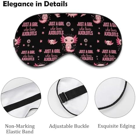Unisex Eye Mask Sleeping Mask Light Blocking Out, Smooth and Comfortable Night Sleep Blindfold Just A Girl Who Loves Cute Axolotl for Travel with Adjustable Strap