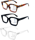 HIYANJN 3 Pack Progressive Multifocal Reading Glasses for Women Men Oprah style Blue Light Blocking Spring Hinger Readers 2.25