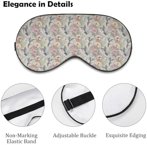 Hummingbird Floral Eye Mask Soft Comfortable Sleep Mask with Adjustable Strap for Travel Relaxation Lightweight Design 8.1 X 4.1 in