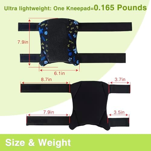 Garden Knee Pads for Women, Lightweight Waterproof KneePads for Gardening, Anti Slip Leather Foam Padding Kneeling Pads for Flooring and Carpet Cleaning, House work, Gardening Maintain, Knee Protector, Blue Flower