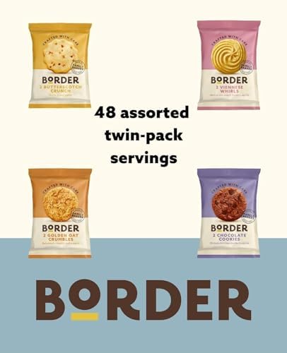 Border Luxury Mini Pack 48 Biscuits 4 Variety - Perfect for - Treat - Office - Guests (1 Box (48 Packs))