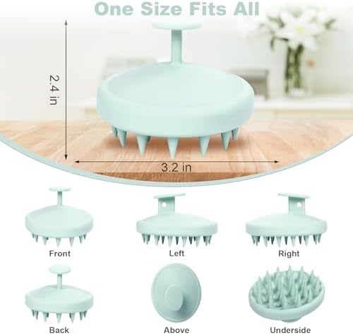 Meartchy Silicone Scalp Massager, Scalp Scrubber for Hair Growth with Soft Bristles, Scalp Exfoliator Brush Dandruff Removal Shampoo Brush for Wet Dry Scalp Care (Mint Green)