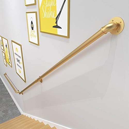JLXJ 1.5ft-13ft Gold Handrail with Complete Kit, Non-Slip Stair Grab Bars Handrails, Loft Corridor Wall Banister for Elderly Disabled Children (Size : 0.5m(1.5ft))