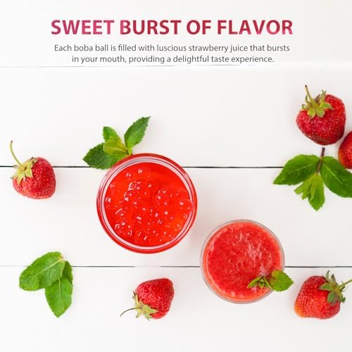Soeos Strawberry Popping Boba Pearls 6.6 Pounds, Bursting Boba Pearls for Bubble Tea, Beverages, Shakes, Desserts, Smoothie and Ice Cream Topping, Vegan