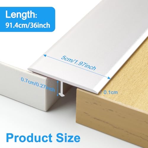Metal Floor Transition Strips for Doorways, Self-Adhesive Aluminum T-Molding Threshold, for Joining Wood Tile Vinyl Laminate Flooring Gaps Seamless (3Pcs,36"x 2",Silver)