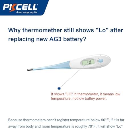 PKCELL AG3 1.5V Battery LR41 392 384 192 Button Alkaline Cell for Digital Thermometer- 5Count