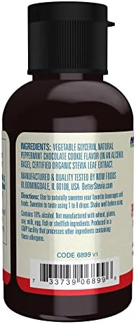 NOW Foods BetterStevia Peppermint Cookie Zero-Calorie Liquid Sweetener, Keto Friendly, Suitable for Diabetics, No Erythritol, 2-Ounce