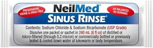 NeilMed Sinus Rinse Starter Kit with 5 Premixed Saline Packets - Large Volume Low Pressure Saline Nasal Irrigation & moisturizing Complete System