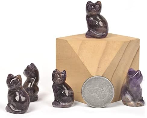 Justinstones Carved Natural Amethyst Cat Guardian Statue Home Decor Reiki Chakra Healing Crystal Desk Gemstone Decoration Stone Crafts Gemstone Collectible Gift