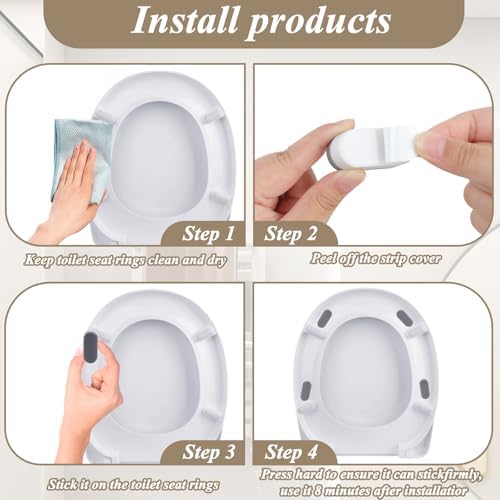 Universal Toilet Seat Bumpers, Suitable for Bidet Kits, 4 Pack Toilet Seat Spacers, Compatible with Most Toilet Models, Equipped with Durable Adhesive