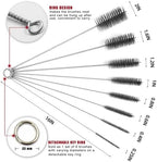 16 Inch Extra Long Pipe Cleaning Brush Set Stainless Steel Bristles, Stainless Steel Pipe Brush Steel Bottle Brush 8 Piece Variety Pack for Auto Parts, Bottles,Tubes, Etc.