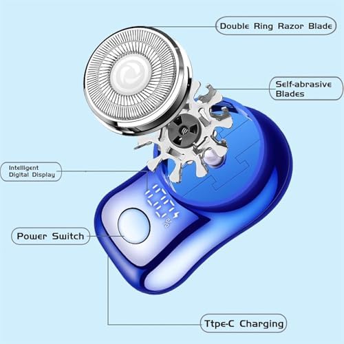 Mini Electric Shaver, Portable Powerful Storm Razor for Men Women, USB C Rechargeable, Battery Power Display, Lightweight Razor for Travel Office Business Trip Black