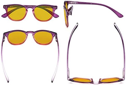 Eyekepper Ladies Blue Light Blocking Glasses with Amber Tinted Filter Lens - Gradient Frame Computer Eyeglasses Women - Purple-Red Frame