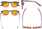 Eyekepper Ladies Blue Light Blocking Reading Glasses with Amber Tinted Filter Lens - Gradient Frame Computer Readers Women - Purple-Red Frame +2.50