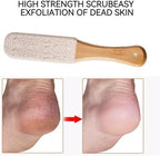 2-Pack Professional Pedicure Foot File with Wooden Handle & Pumice Stone - Callus Remover for Feet & Hands, Foot Scrubber for Dead Skin, Dry Rough Feet, Cracked Heels and Corns