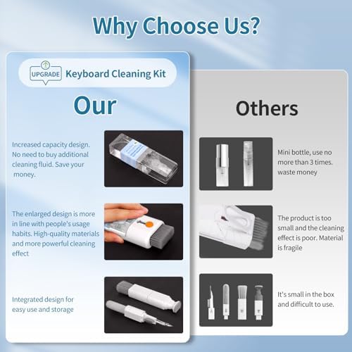 Keyboard Cleaner Laptop Cleaning Kit - All in One Computer Tech Cleaning Brush, Multi-Function Pc Accessories with Airpod Cleaning Kit, Electronic Laptop Screen Cleaner for MacBook, iPhone, Gaming