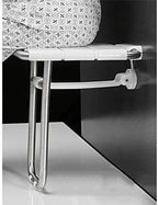 White Shower Seat with Leg, Wall Mount Folding Bathroom Stool Fold Up Changing Shoes Stool Bath Chair for Adults Elderly Disabled, Max 250kg