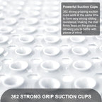 Bath Tub and Shower Mats, Non Slip 40 x 16 Inch Extra Large Bathtub Mat, Machine Washable Bathmat with Drain Holes, Suction Cups for Bathroom Floor, White