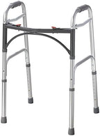 Drive Medical Deluxe 2-Button Folding Walker, Lightweight Walkers for Seniors and Adults & 11148-1 Folding Steel Bedside Commode Chair, Portable Toilet