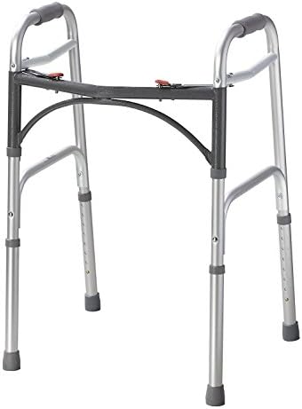 Drive Medical Deluxe 2-Button Folding Walker, Lightweight Walkers for Seniors and Adults & 11148-1 Folding Steel Bedside Commode Chair, Portable Toilet