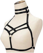 Sexy Women Harness Halter Body Harness Bra Caged Bra Cupless Bra Punk Gothic Style Strappy Bralette Black